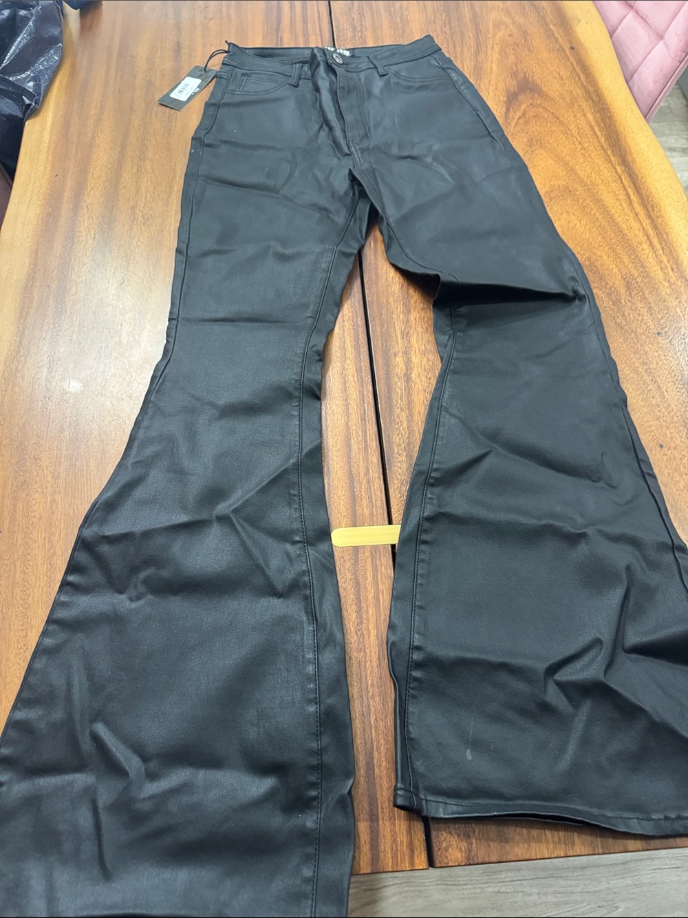 NWT Women’s Black faux Leather Flared Pants